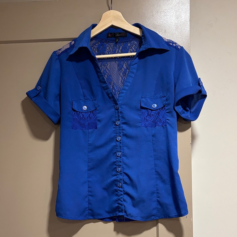 Heart SOUL Blue Lace Women's Top